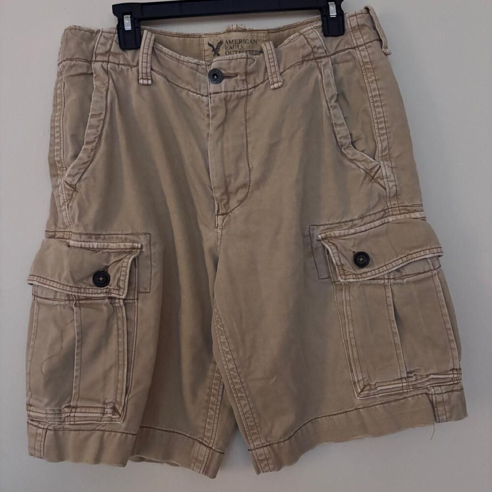 American Eagle Y2K Cargo Shorts Men’s 32 Khaki Utility Baggy